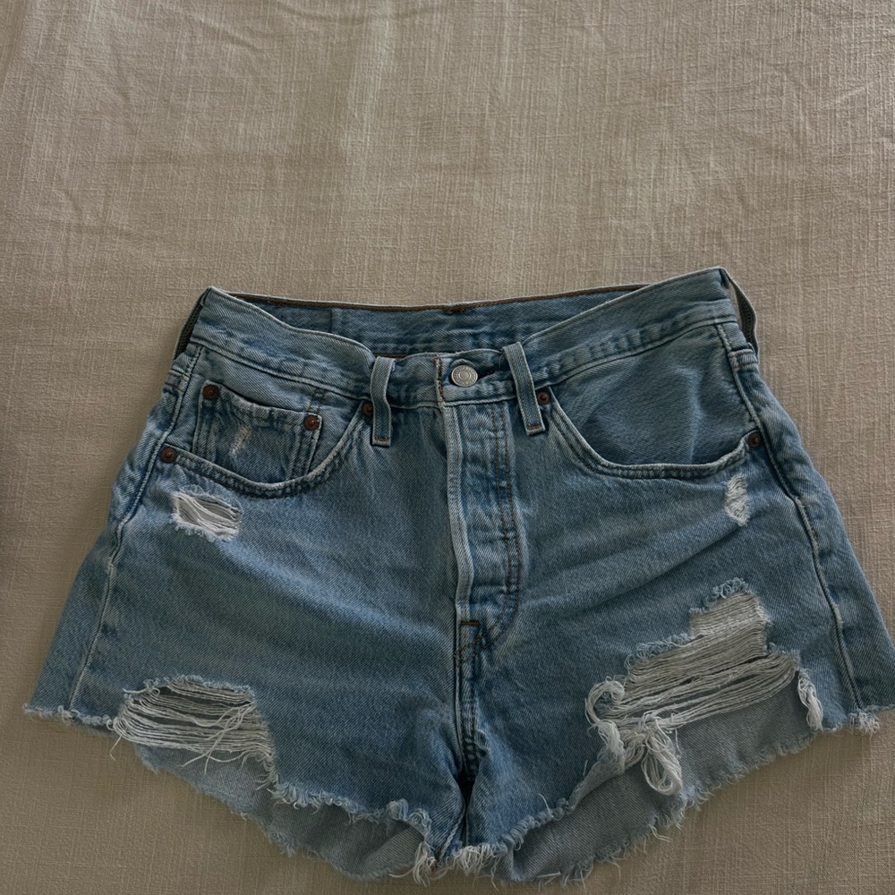 Levi's Light Blue Distressed Jean Shorts